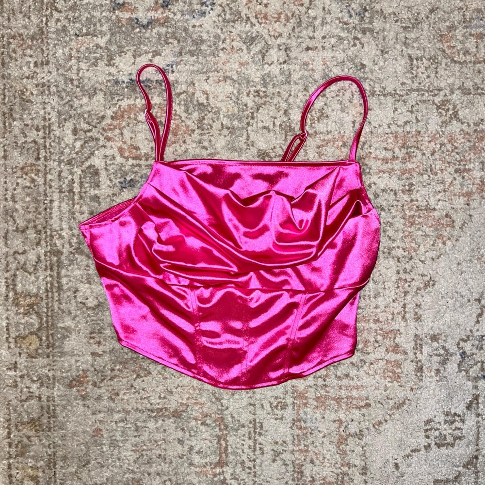 SHEIN Curve Hot Pink Metallic Top
